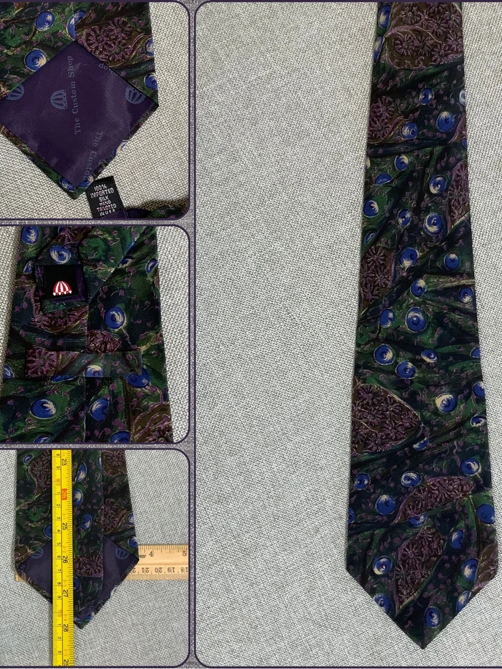 Greenbrier Resort Silk Tie Peacock Feather Springhouse Logo Custom Shop USA